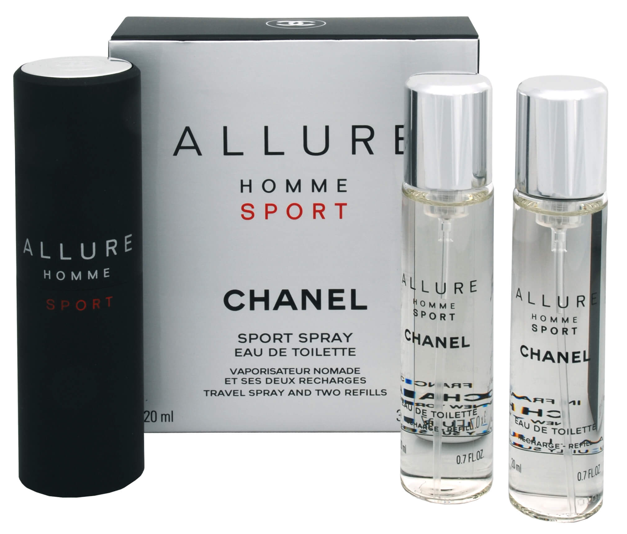Chanel Allure Homme Sport - EDT 20 ml (plnitelný flakon) + náplň (2 x 20 ml) 60 ml + 2 měsíce na vrácení zboží