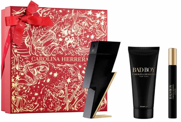 Carolina Herrera Bad Boy - EDT 100 ml + sprchový gél 100 ml + EDT 10 ml