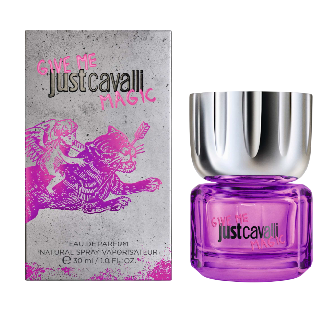 Parfém Roberto Cavalli Give Me Magic For Her v krabičce, barevně bohatá výplň