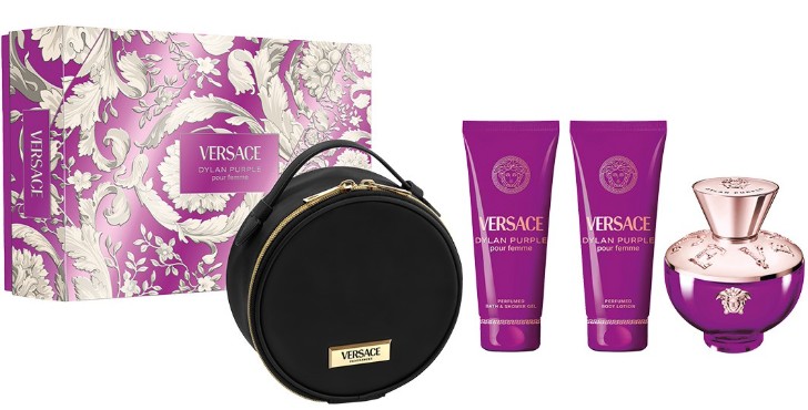 Versace Dylan Purple - EDP 100 ml + telové mlieko 100 ml + sprchový gél 100 ml + kozmetická taštička (čierna)