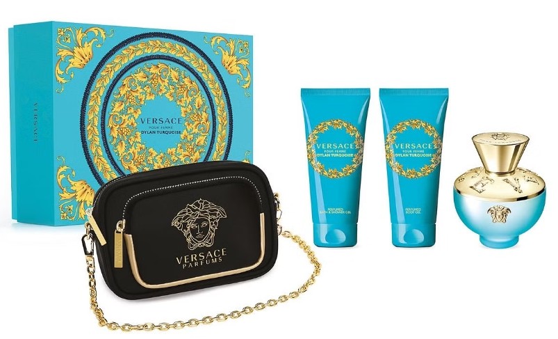 Versace Dylan Turquoise - EDT 100 ml + parfümözött testzselé 100 ml + tusfürdő 100 ml + kozmetikai táska