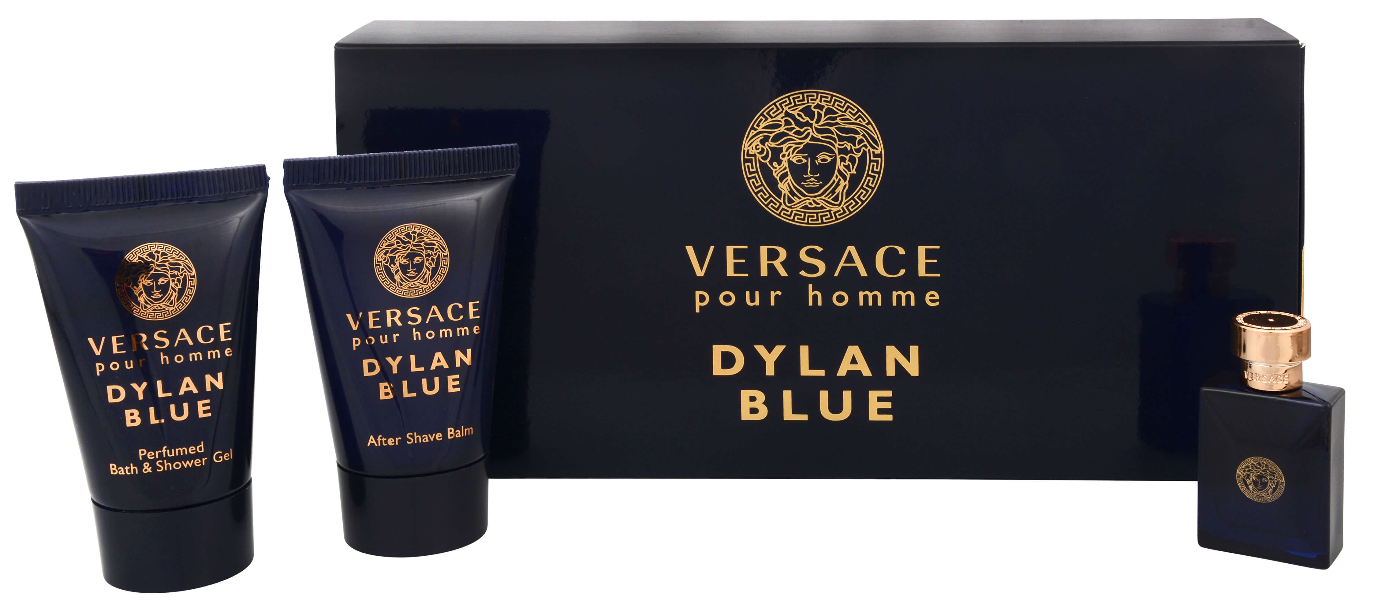 VERSACE DYLAN BLUE confezione regalo uomo profumo + gel doccia + balsamo  dopobarba