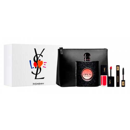 Yves Saint Laurent Black Opium - EDP 90 ml + lesk na rty 2 ml + řasenka 2 ml + kosmetická taštička