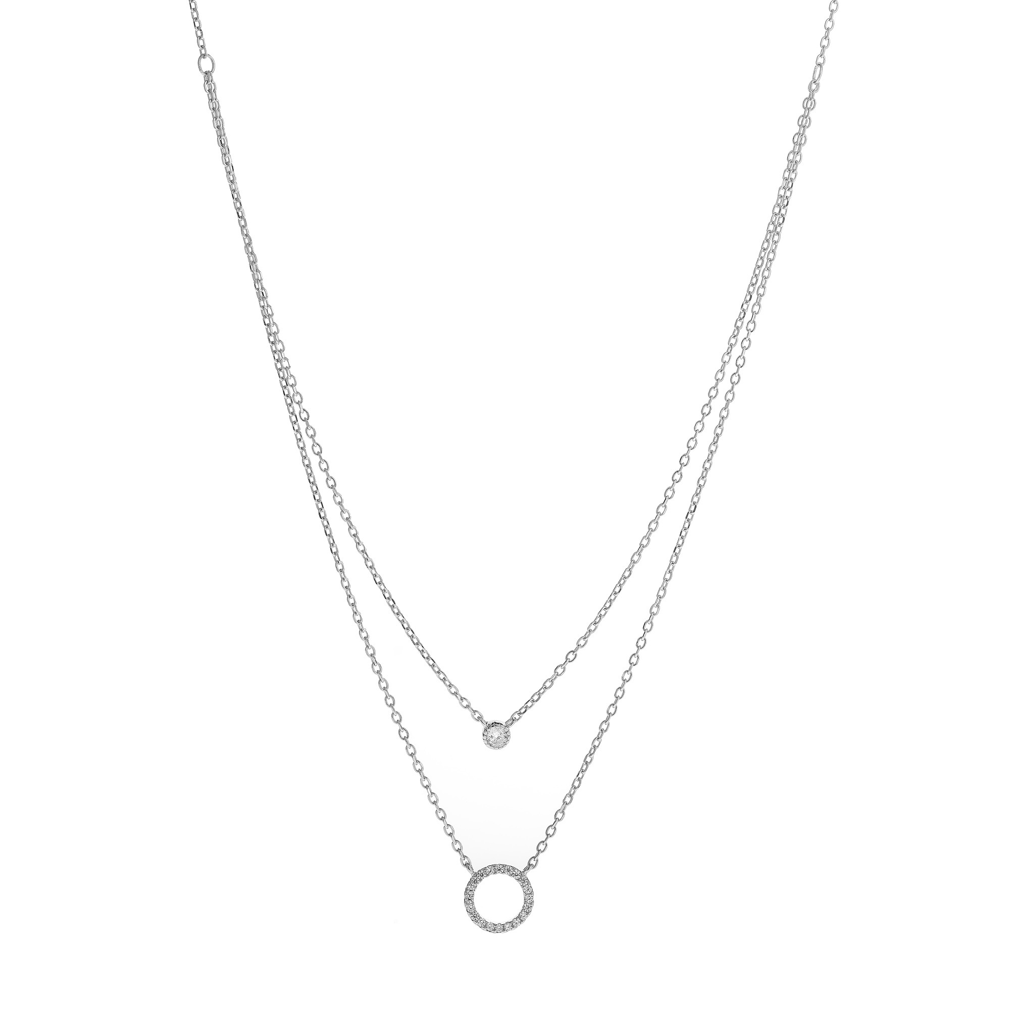 AGAIN Jewelry Dvojitý stříbrný náhrdelník se zirkony AJNA0009