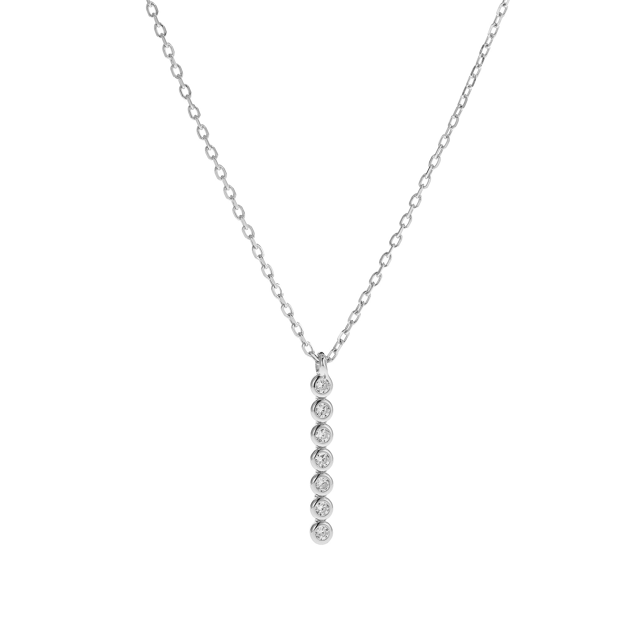 Levně AGAIN Jewelry Elegantní stříbrný náhrdelník se zirkony AJNA0008 (řetízek, přívěsek)