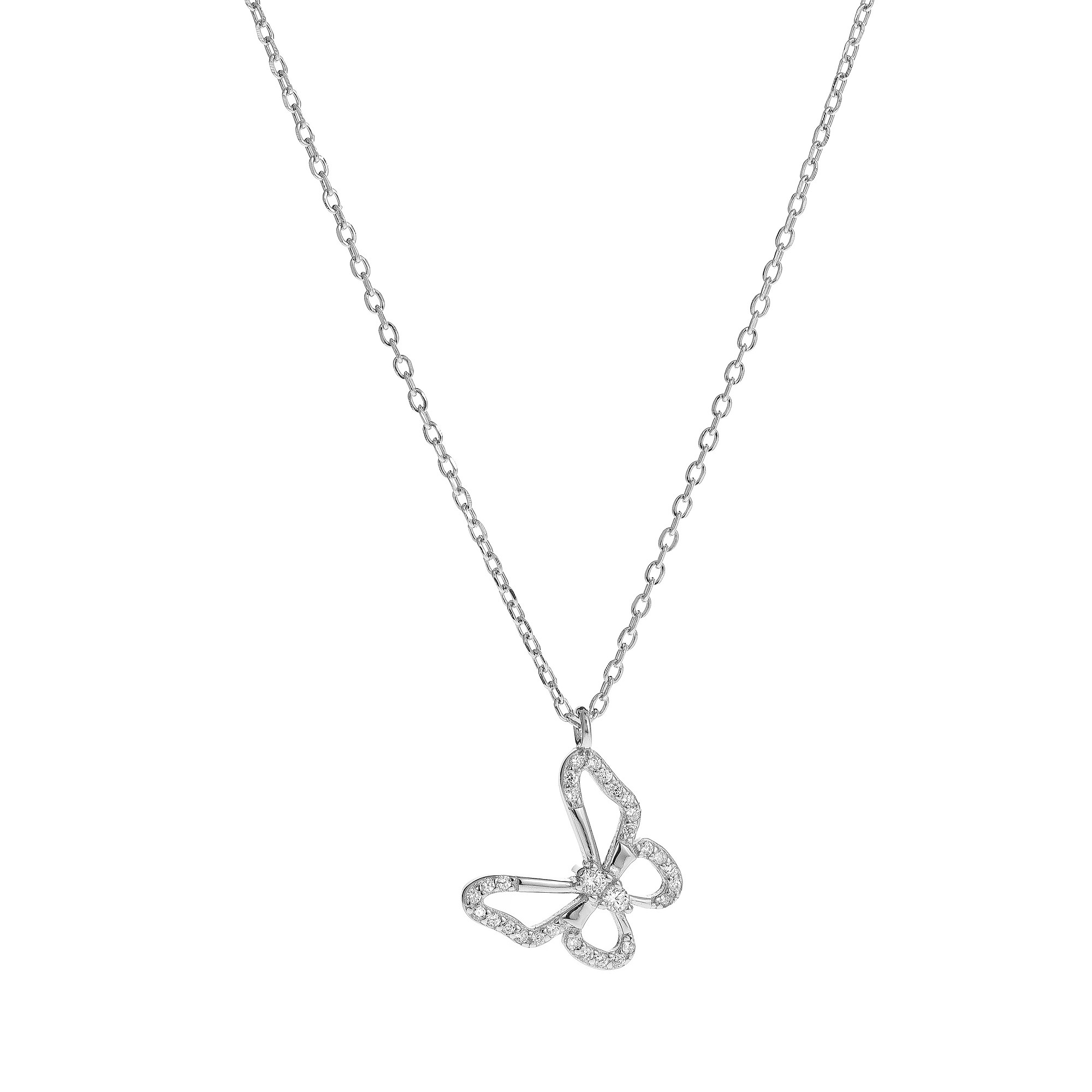 Levně AGAIN Jewelry Krásný stříbrný náhrdelník s motýlkem AJNA0028