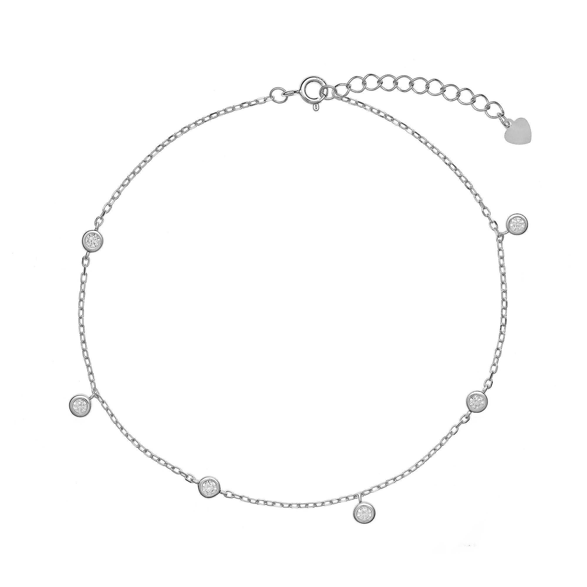 AGAIN Jewelry Krásný stříbrný náramek na nohu se zirkony AJNH0005
