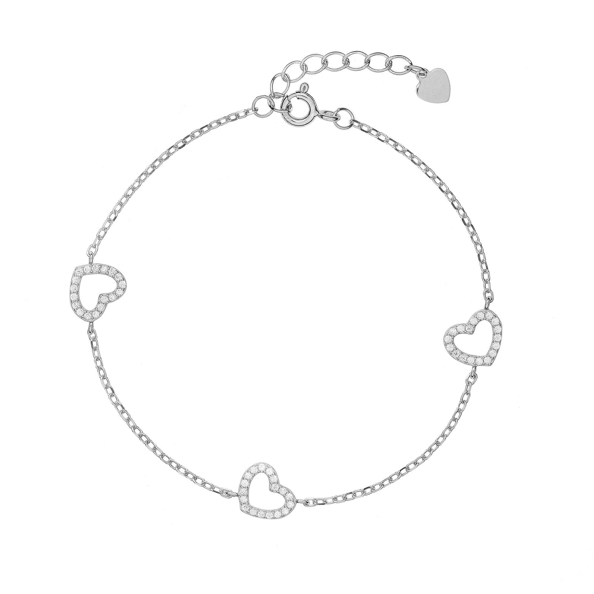 AGAIN Jewelry Romantický stříbrný náramek se srdíčky AJNR0021