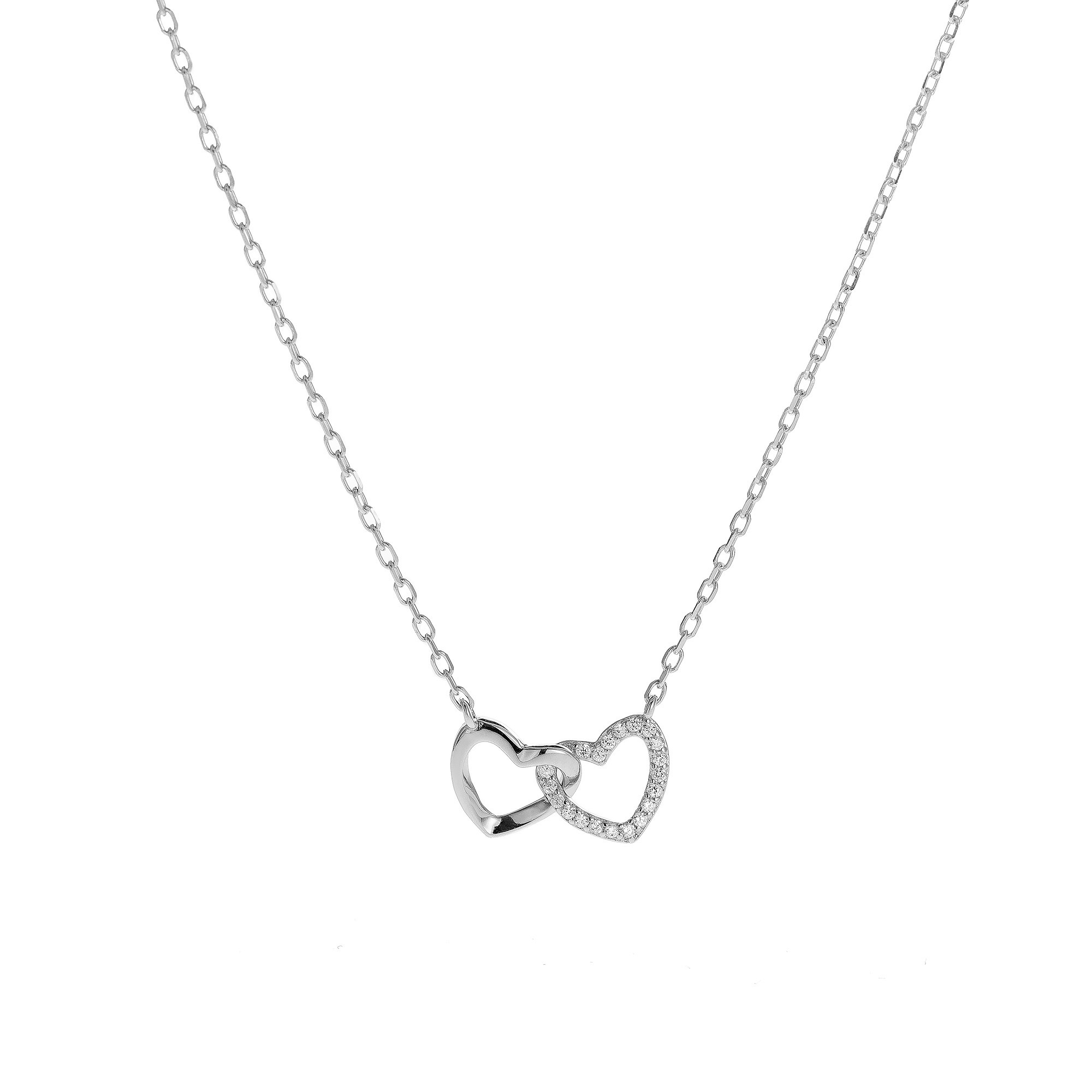 AGAIN Jewelry Stříbrný náhrdelník Propojená srdíčka AJNA0016