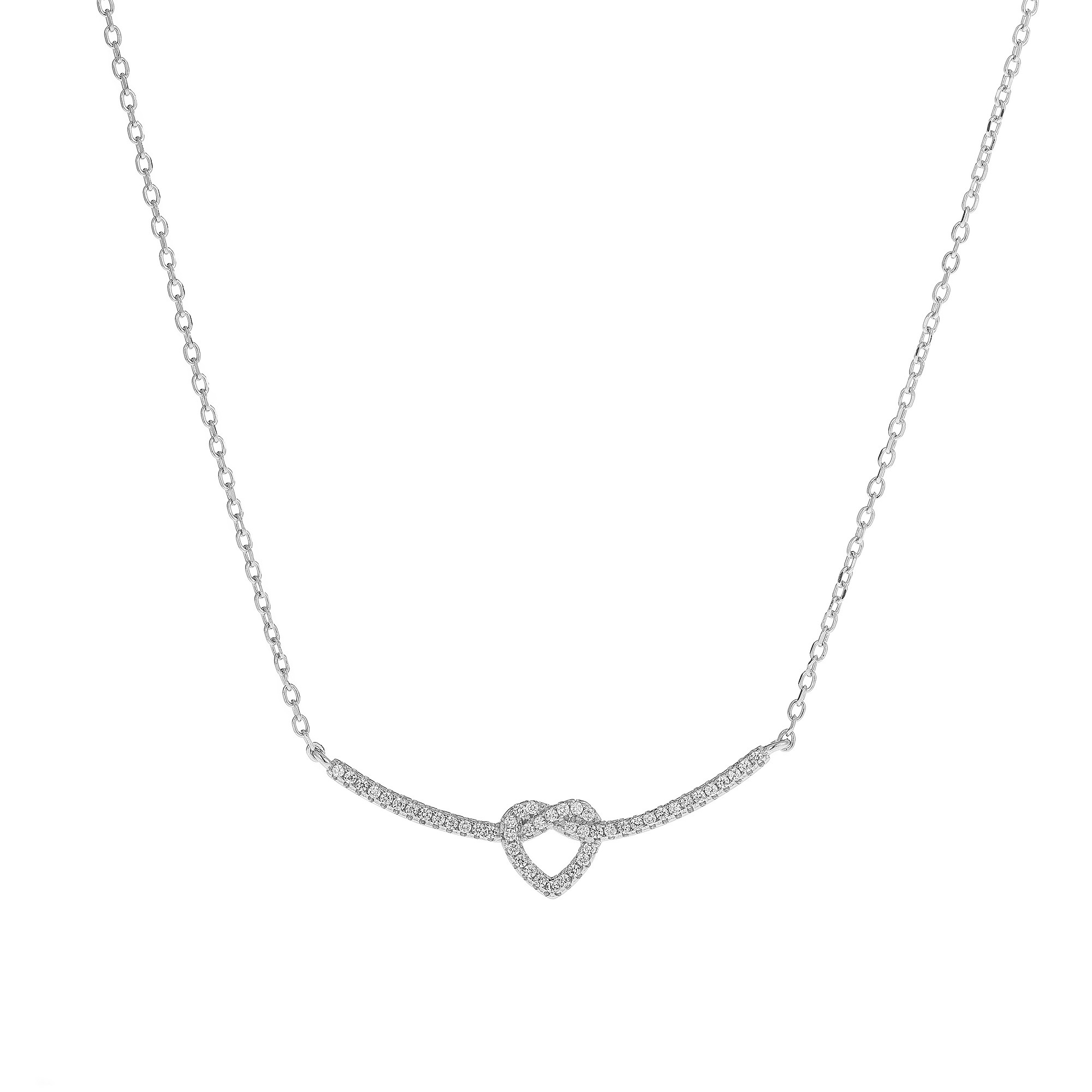 AGAIN Jewelry Strieborný náhrdelník s trblietavým srdiečkom AJNA0006