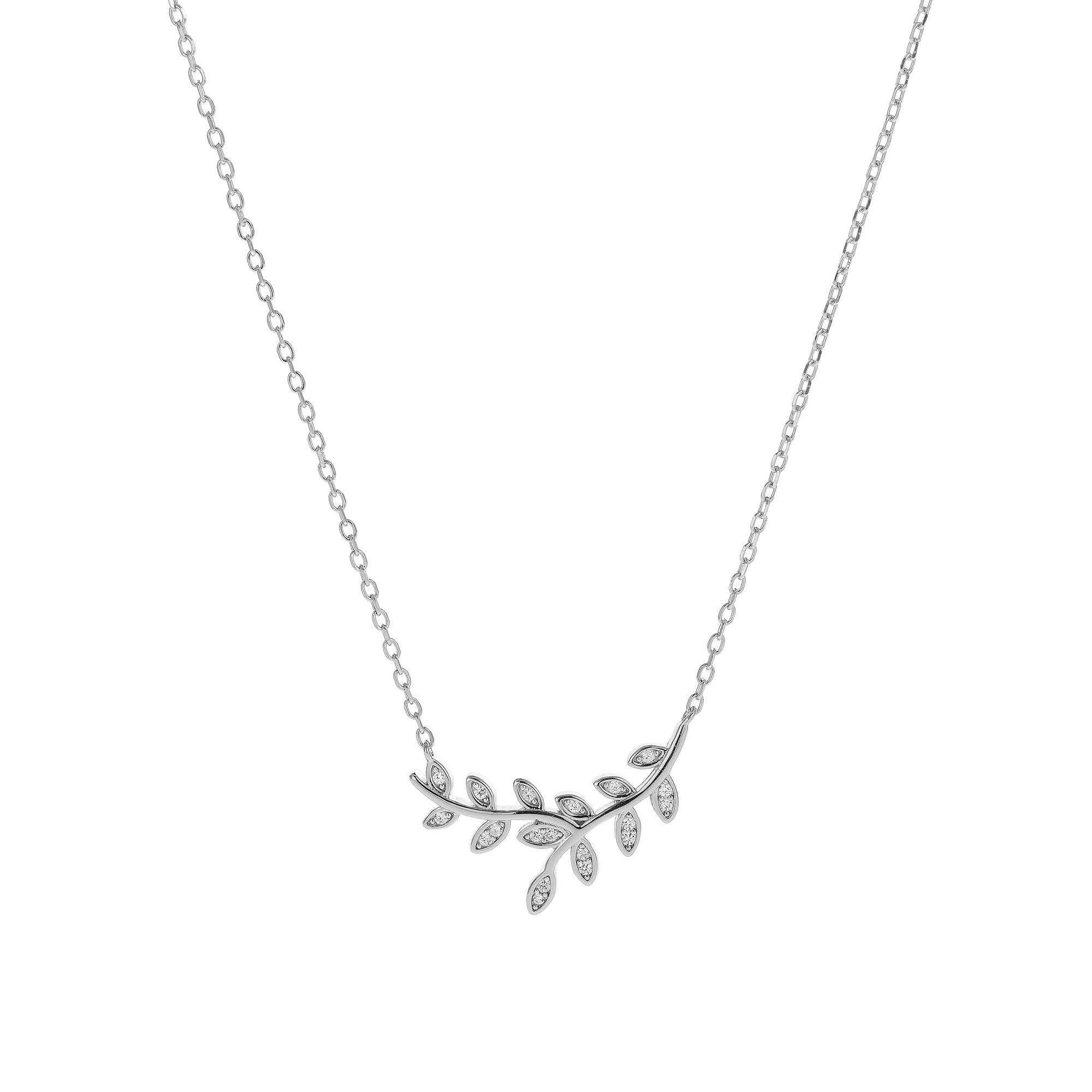AGAIN Jewelry Stříbrný náhrdelník se zirkony Větvička AJNA0017