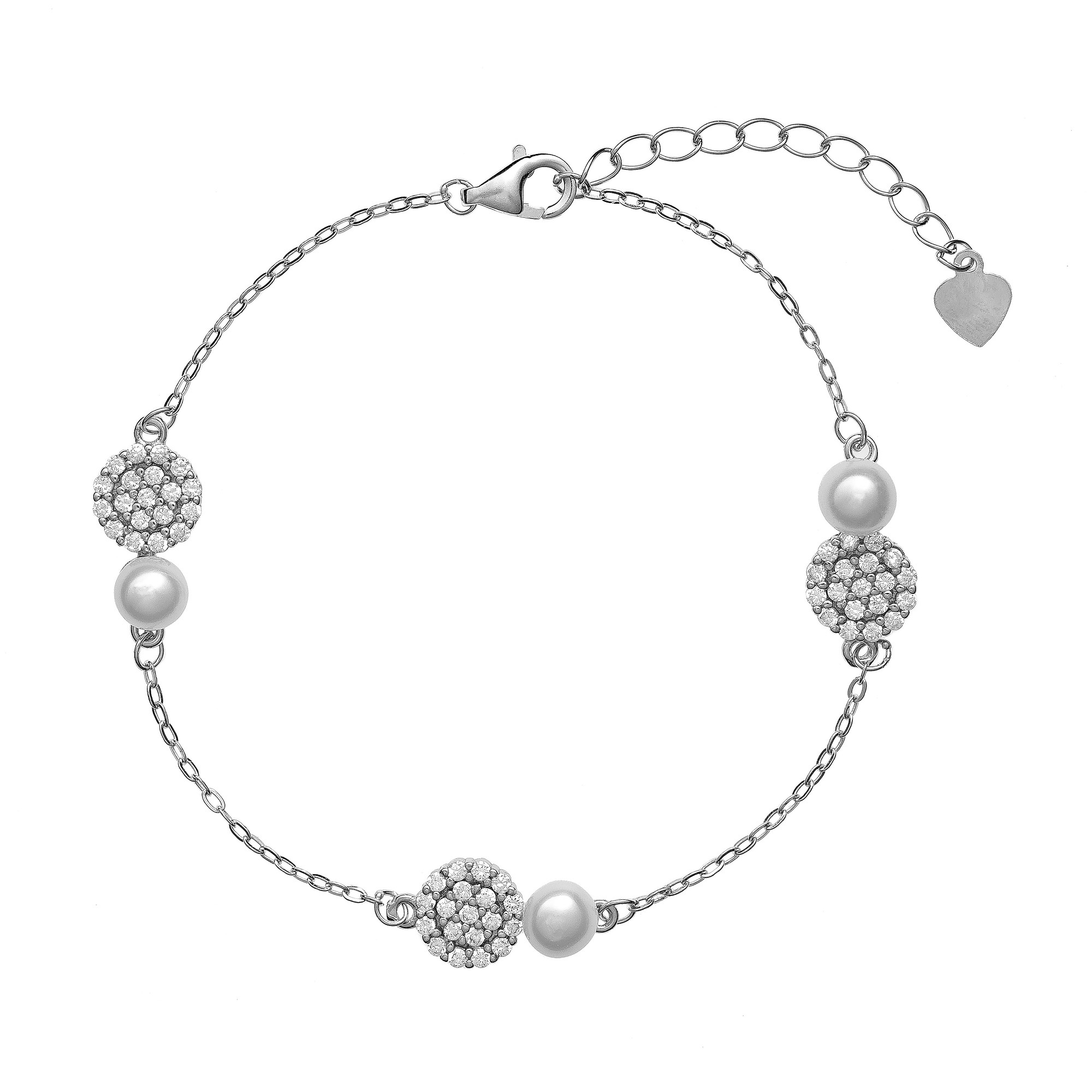 AGAIN Jewelry Strieborný náramok so zirkónmi a perlami AJNR0011