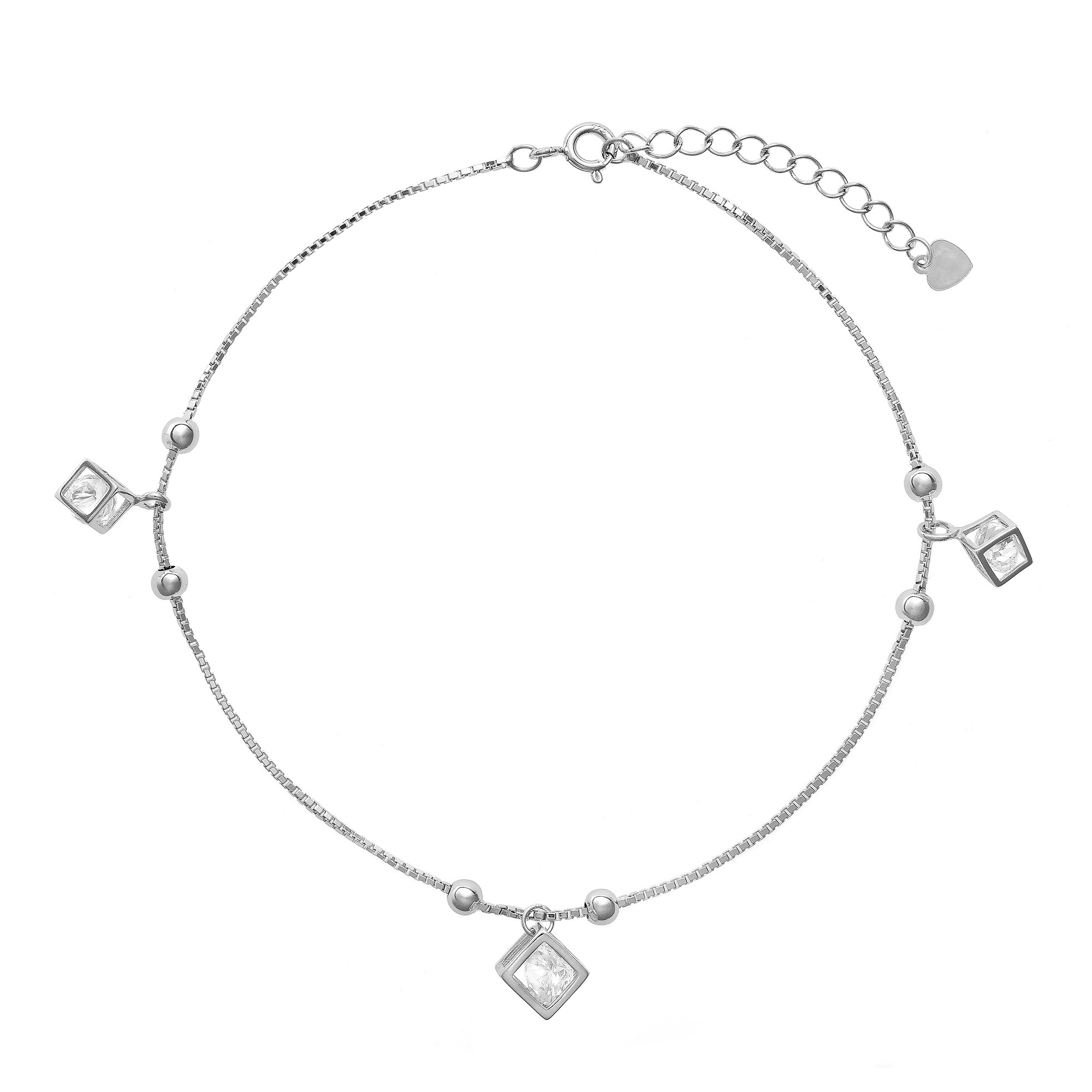 AGAIN Jewelry Třpytivý stříbrný náramek na kotník s kubickými zirkony AJNH0003