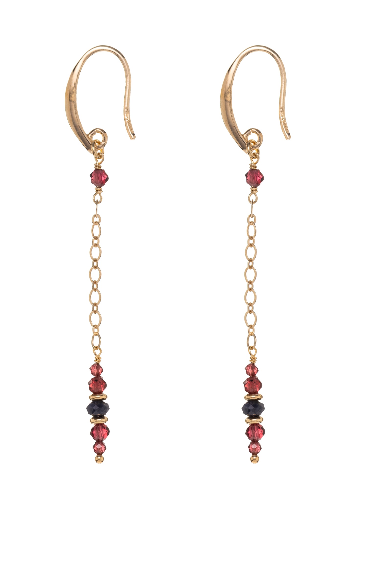 Alisia Dlhé pozlátené náušnice so zafírom a granátmi AL5235.01.000
