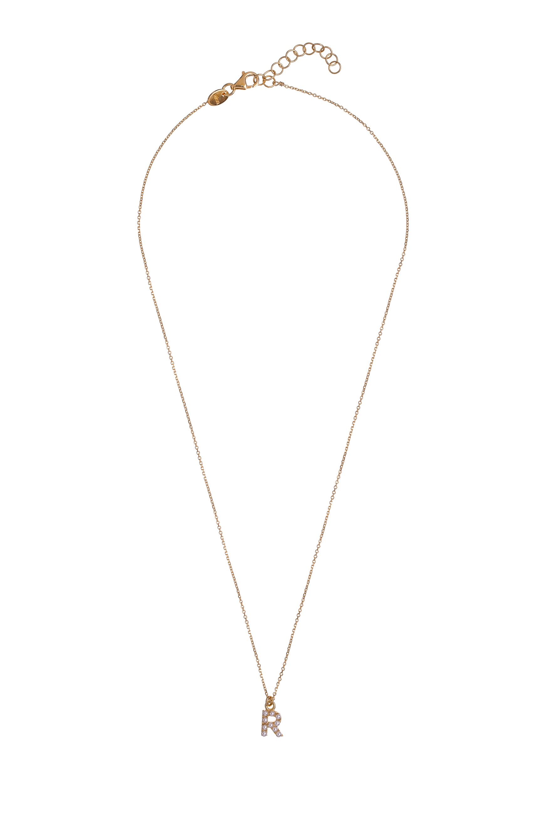 Alisia Pozlacený náhrdelník se Swarovski perličkami &quot;R&quot; AL4258.01.918