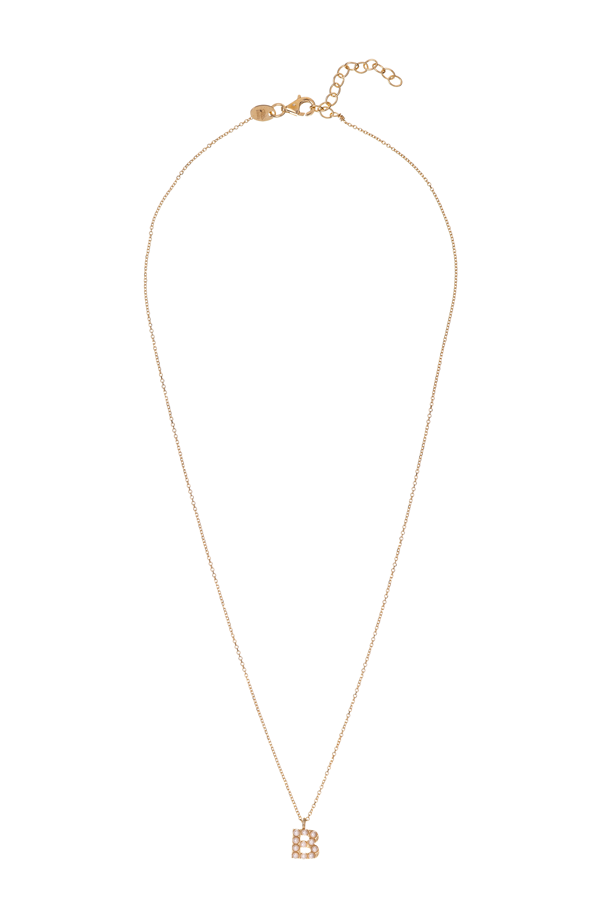 Alisia Pozlacený náhrdelník se Swarovski perličkami &quot;B&quot; AL4258.01.902