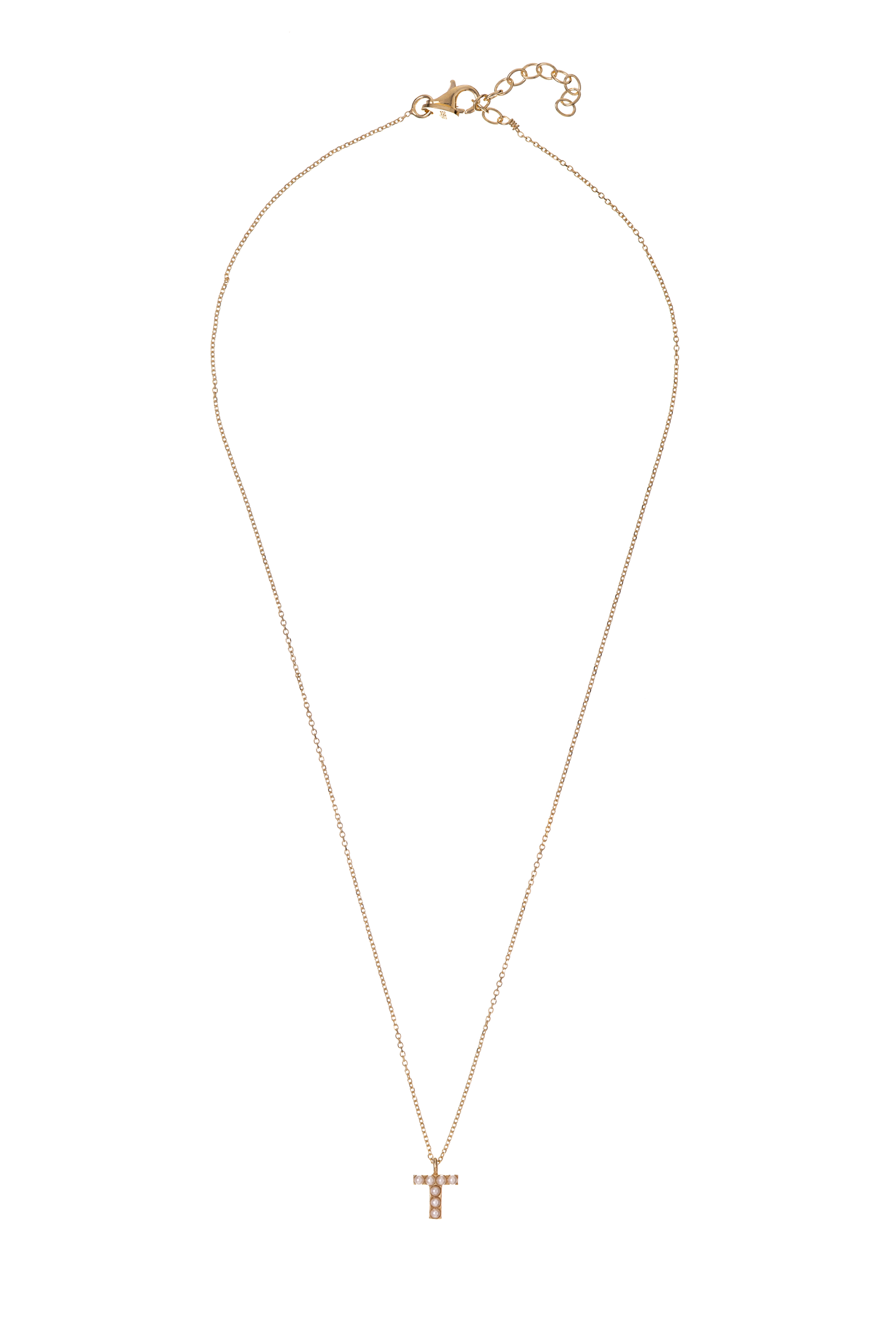 Alisia Pozlacený náhrdelník se Swarovski perličkami &quot;T&quot; AL4258.01.920