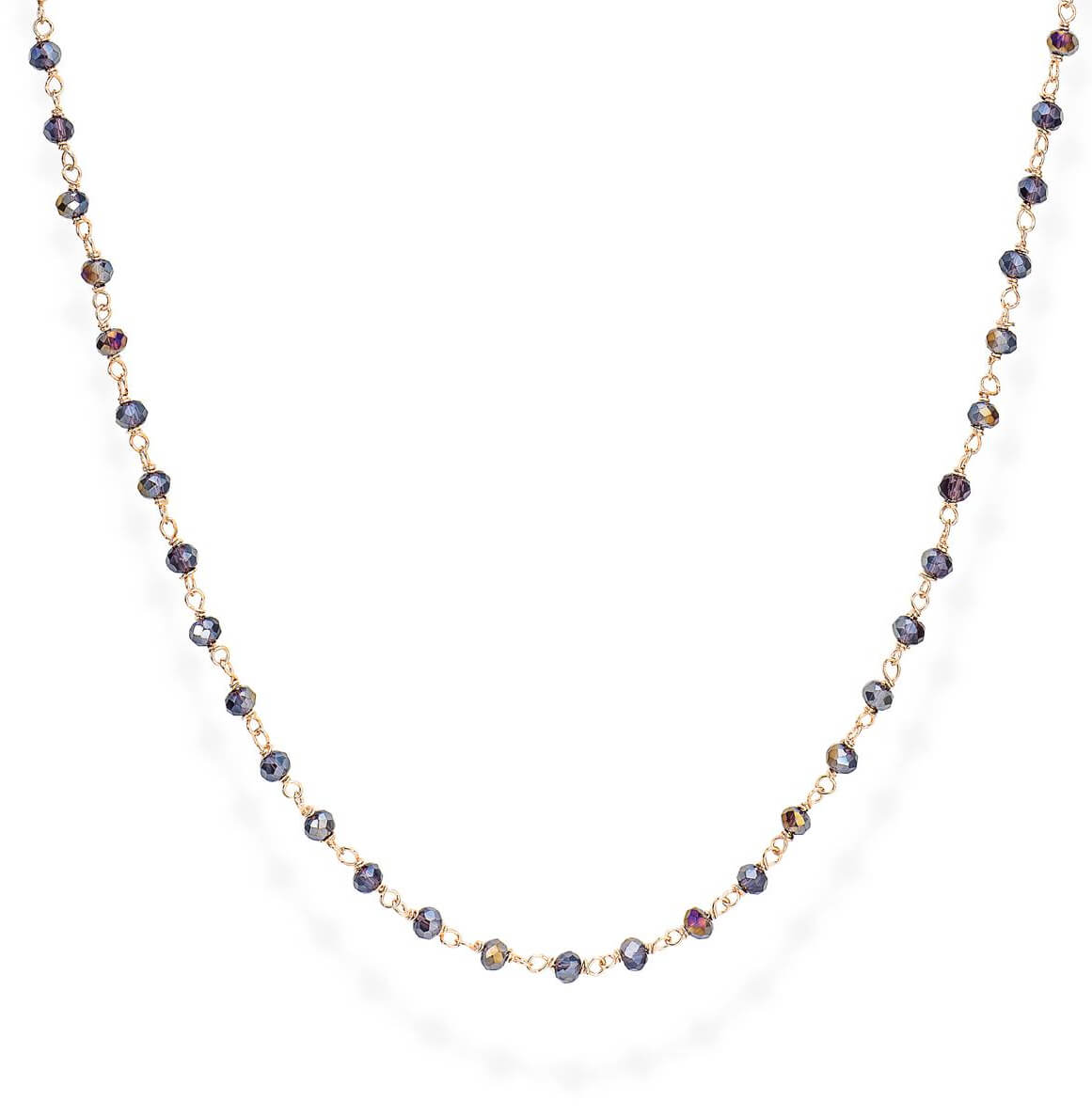 Amen Něžný pozlacený náhrdelník s fialovými krystaly Romance CLRVS45
