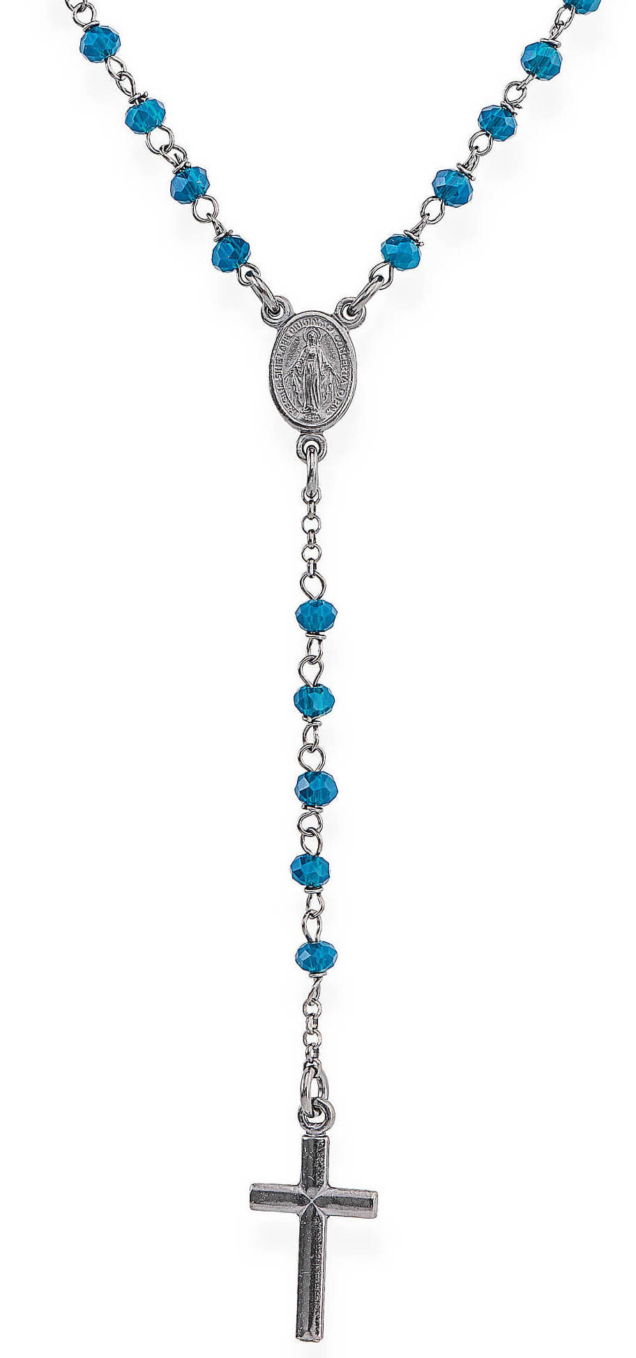Amen Originálne strieborný náhrdelník s modrými kryštálmi Rosary CRONBL4.