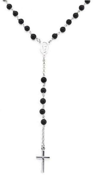 Amen Eredeti ezüst nyaklánc ónix kővel Rosary CROBN4
