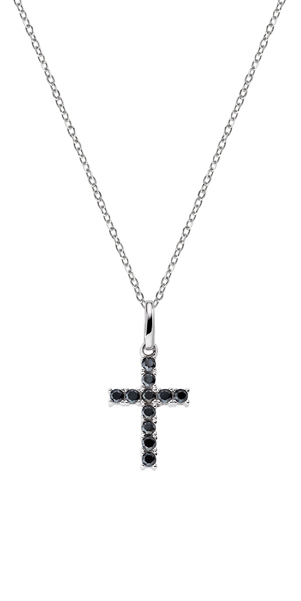 Amen Originální stříbrný náhrdelník se zirkony Cross CRBN03 (řetízek, přívěsek)