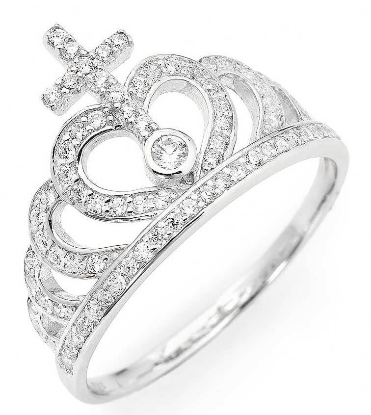 Amen Originální stříbrný prsten se zirkony Crowns AC2 58 mm