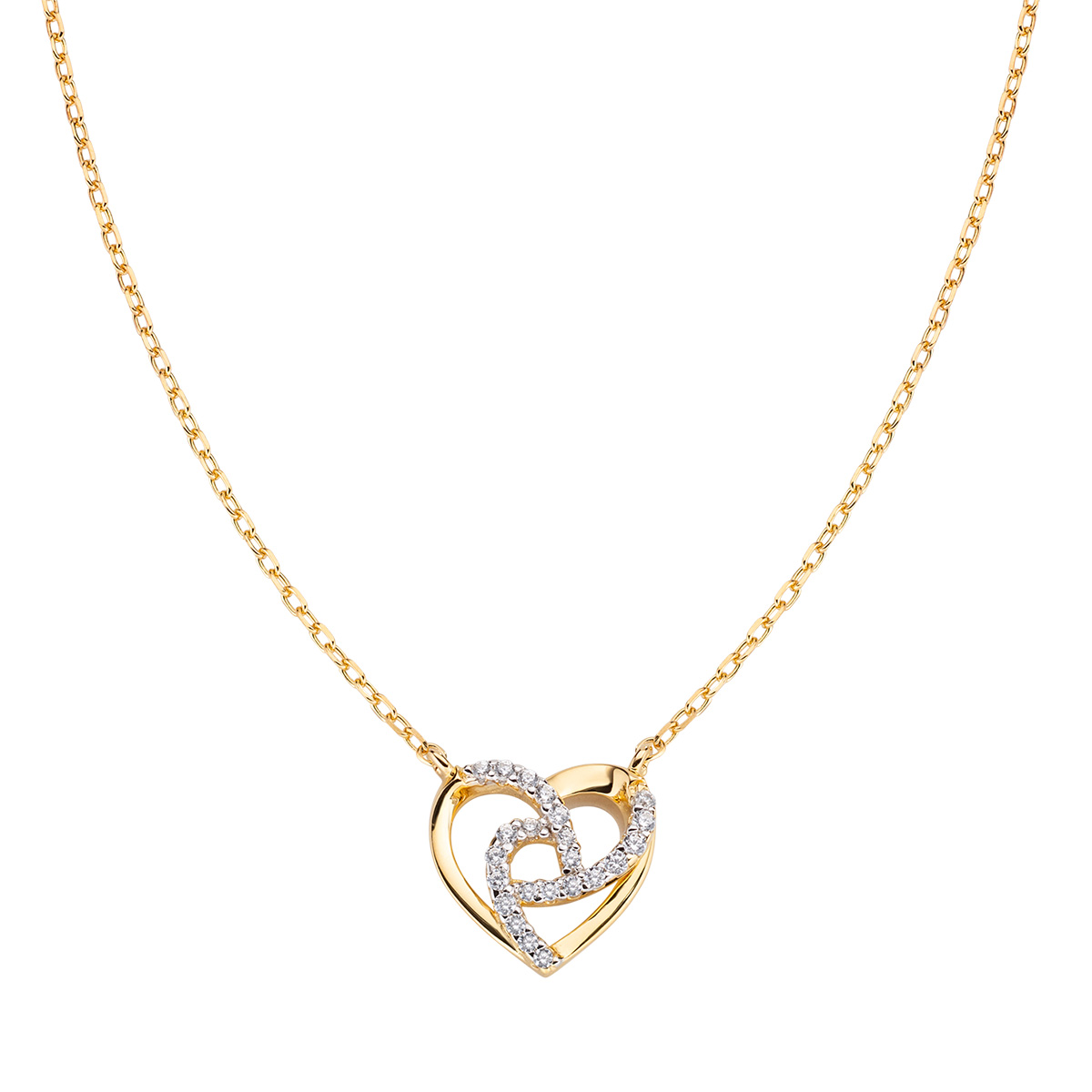 Amen Romantický pozlacený náhrdelník se srdíčkem Love CLHHGBZ