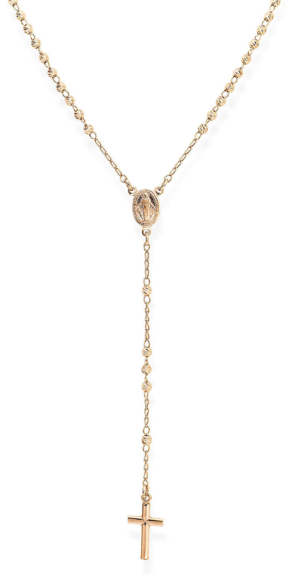 Levně Amen Růžově pozlacený stříbrný náhrdelník Rosary CRO30R