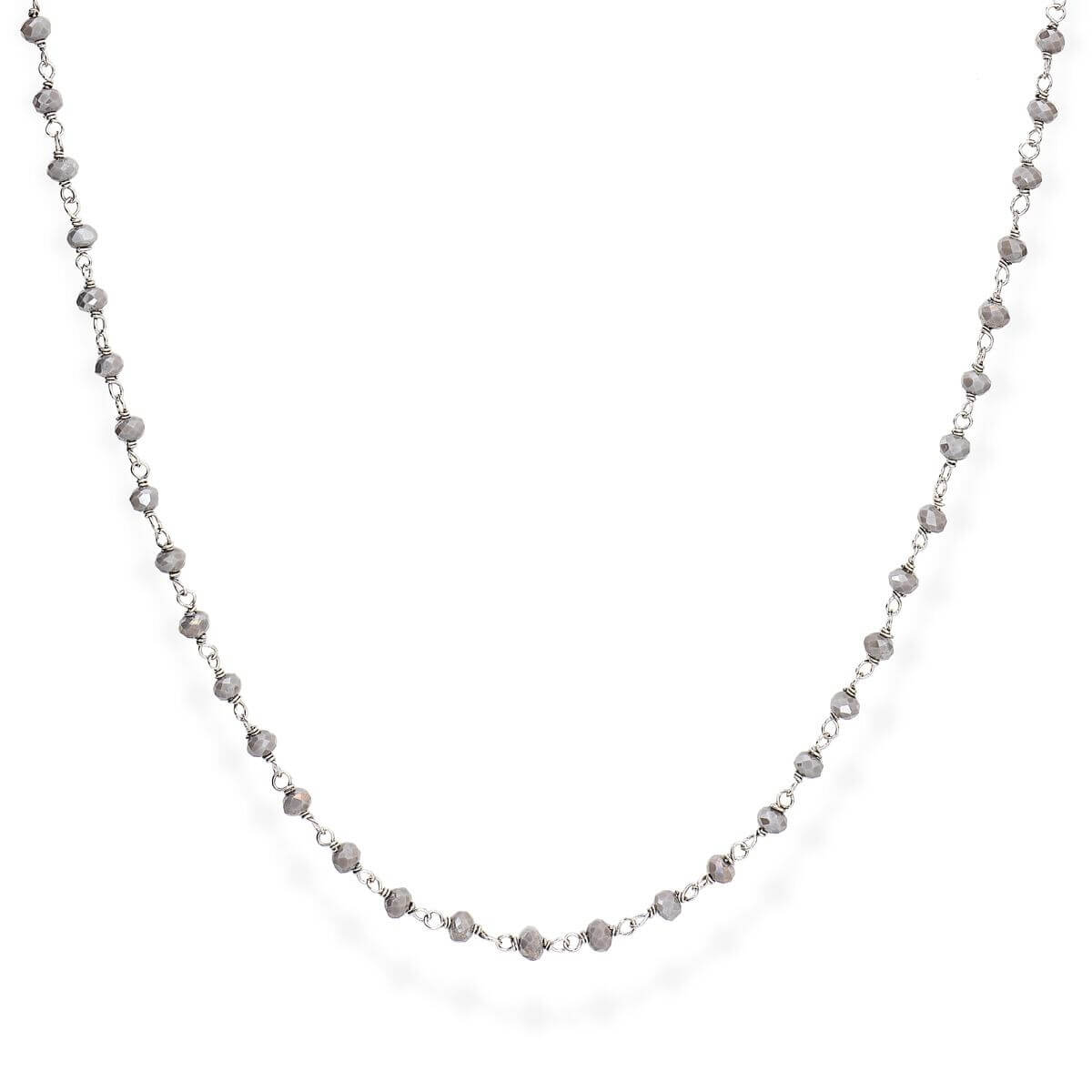 Levně Amen Stříbrný náhrdelník s kouřovými krystaly Romance CLBF45