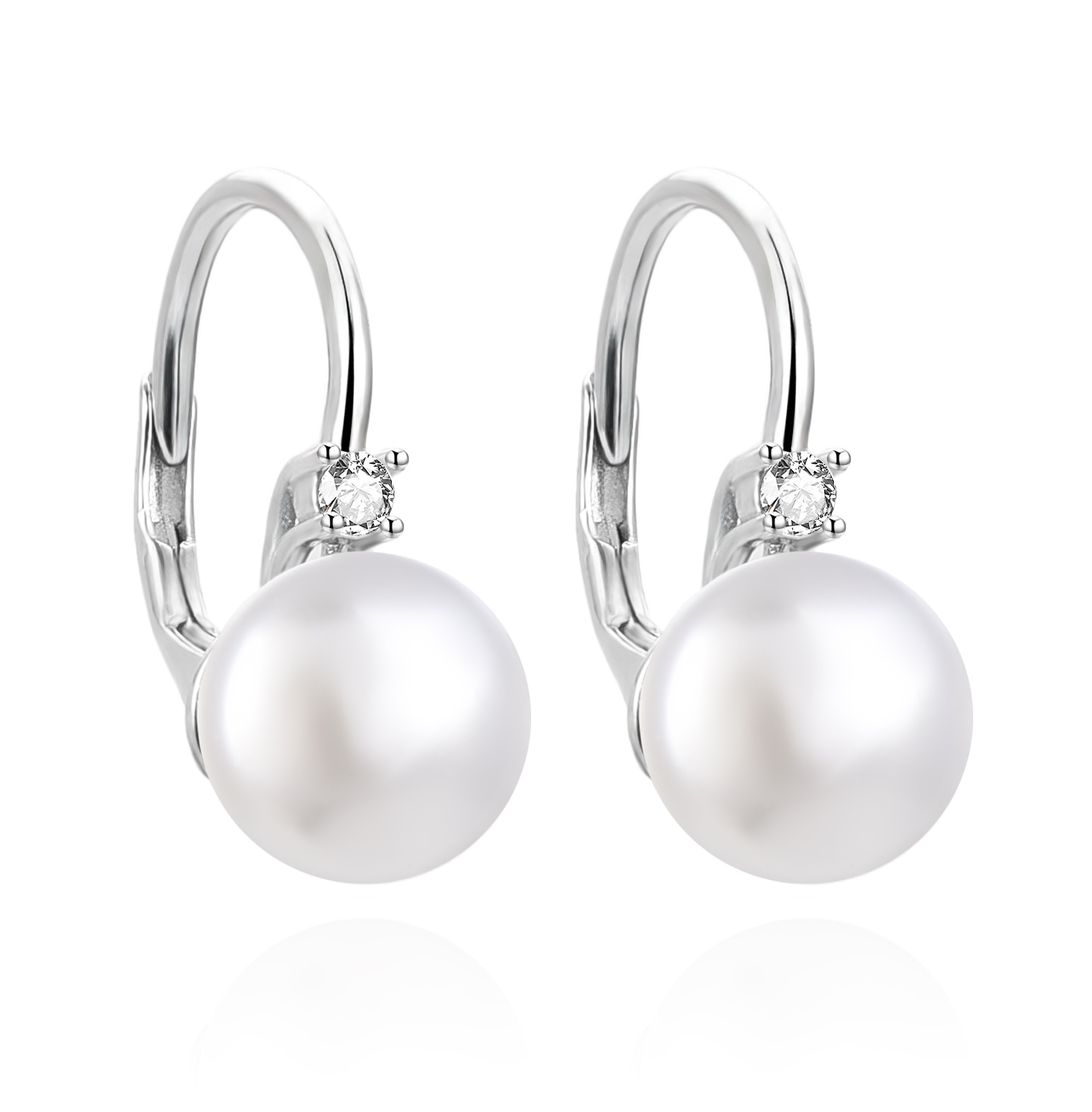 Agato Elegantní stříbrné náušnice s perlami AGUC3514P-W