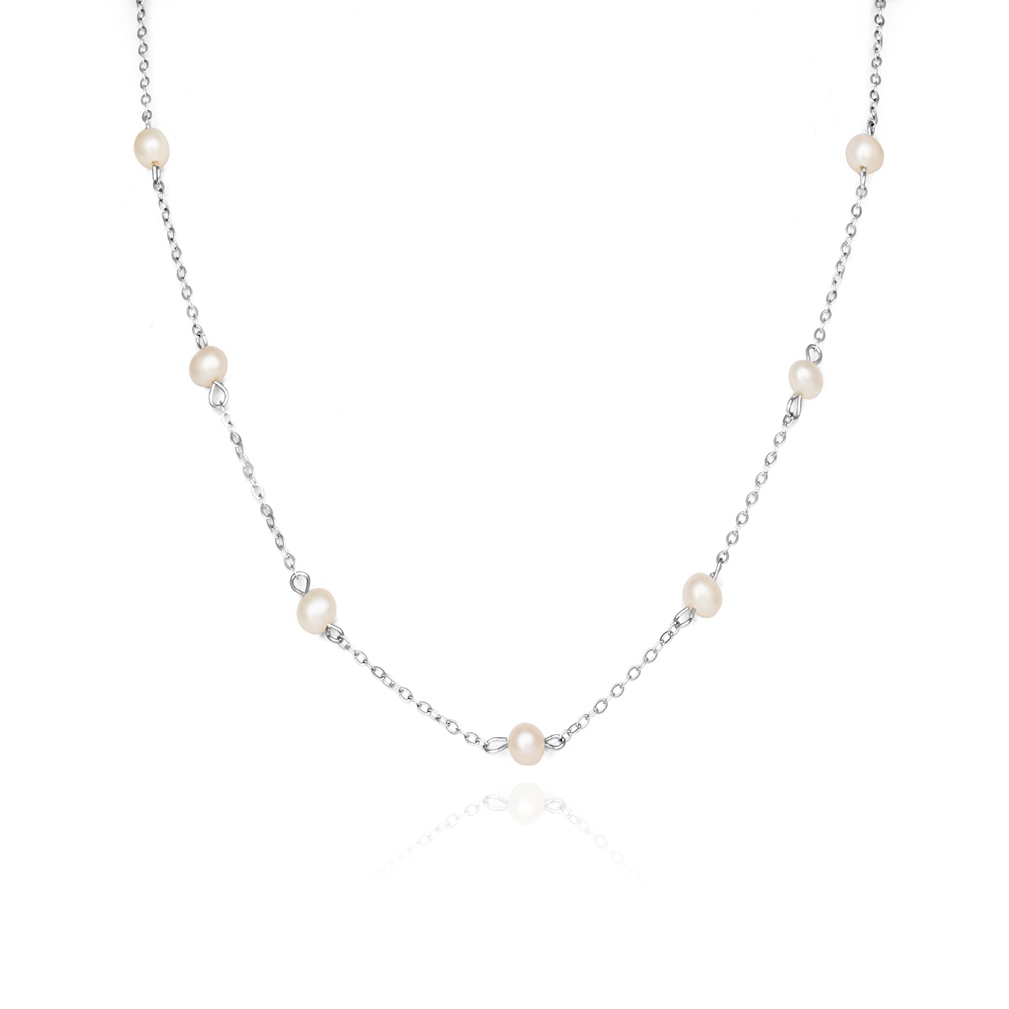 Agato Elegantní stříbrný náhrdelník s perlami AGS1584/47P