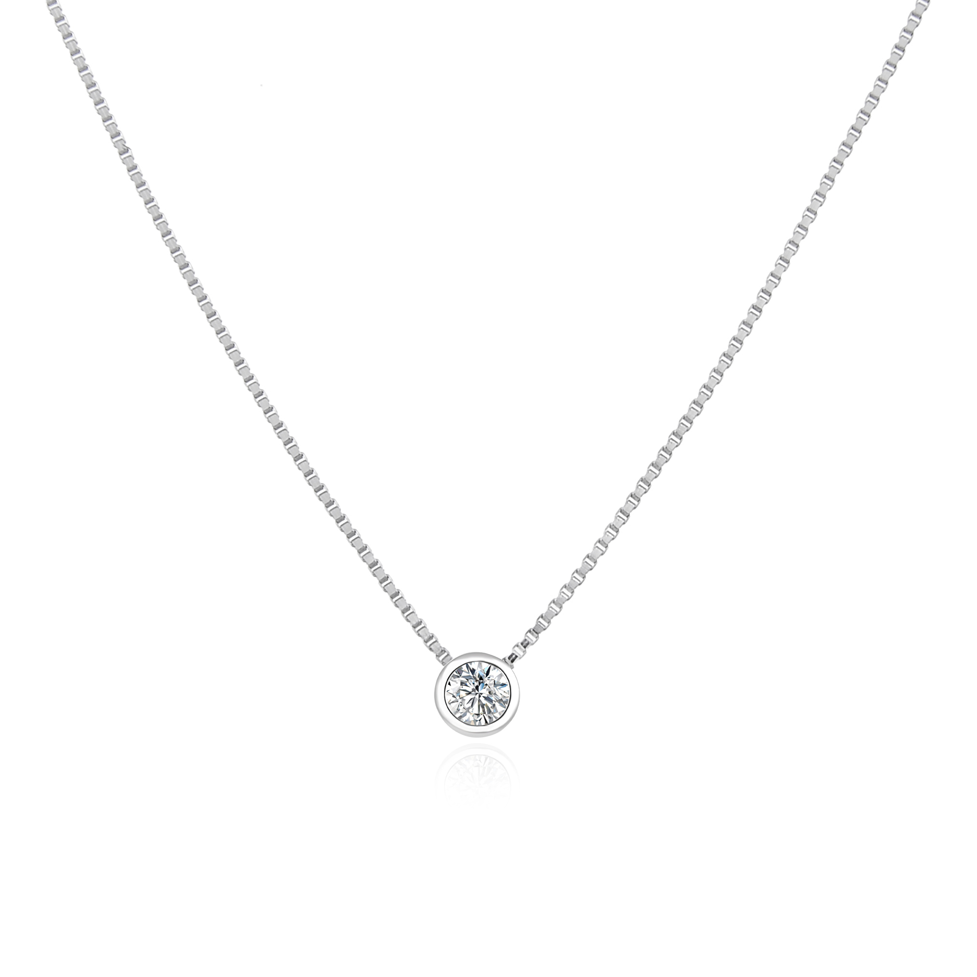 Agato Minimalistický stříbrný náhrdelník s čirým zirkonem AGS1561/47-W
