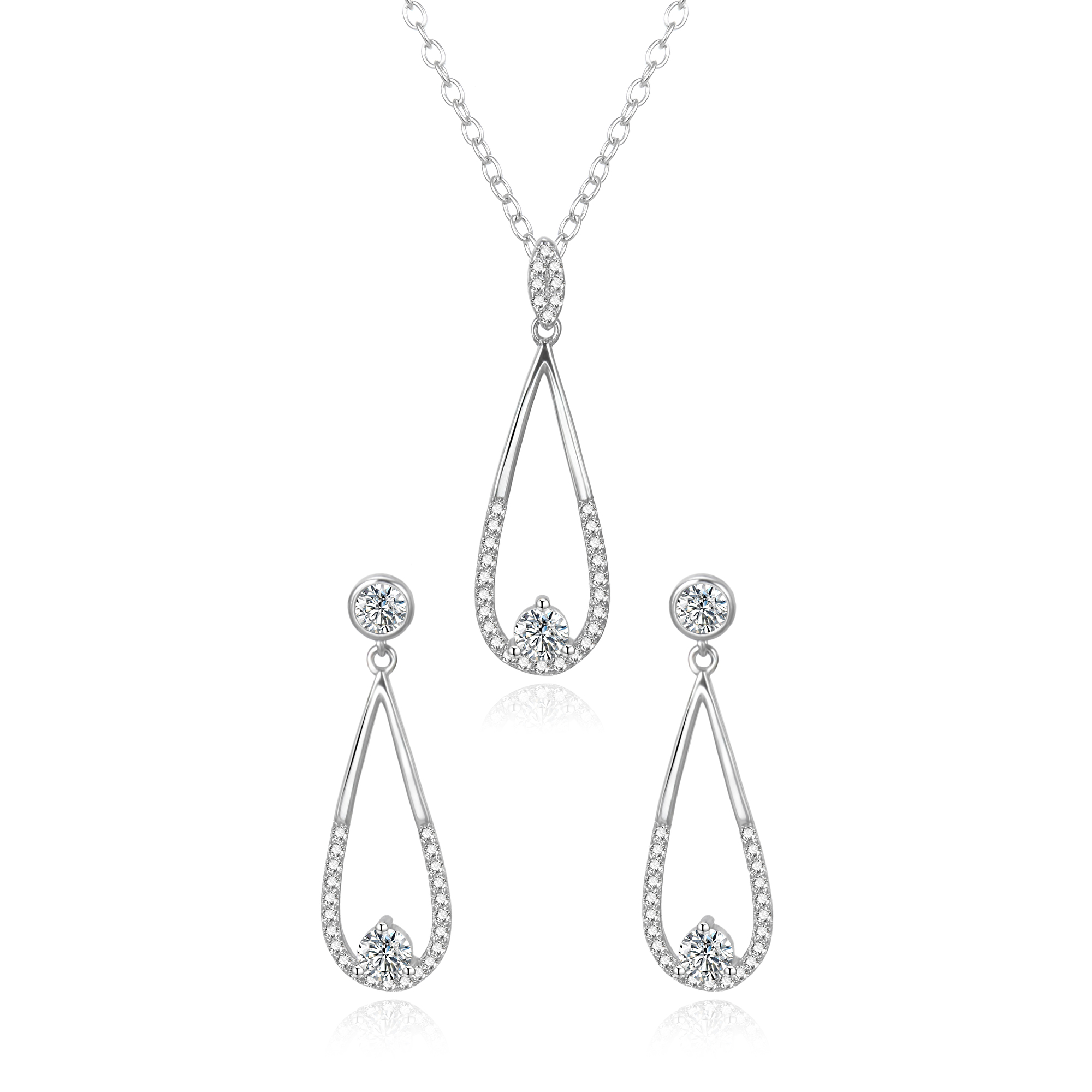 Agato Okouzlující stříbrná sada šperku AGSET366R (řetízek, přívěsek, náušnice)