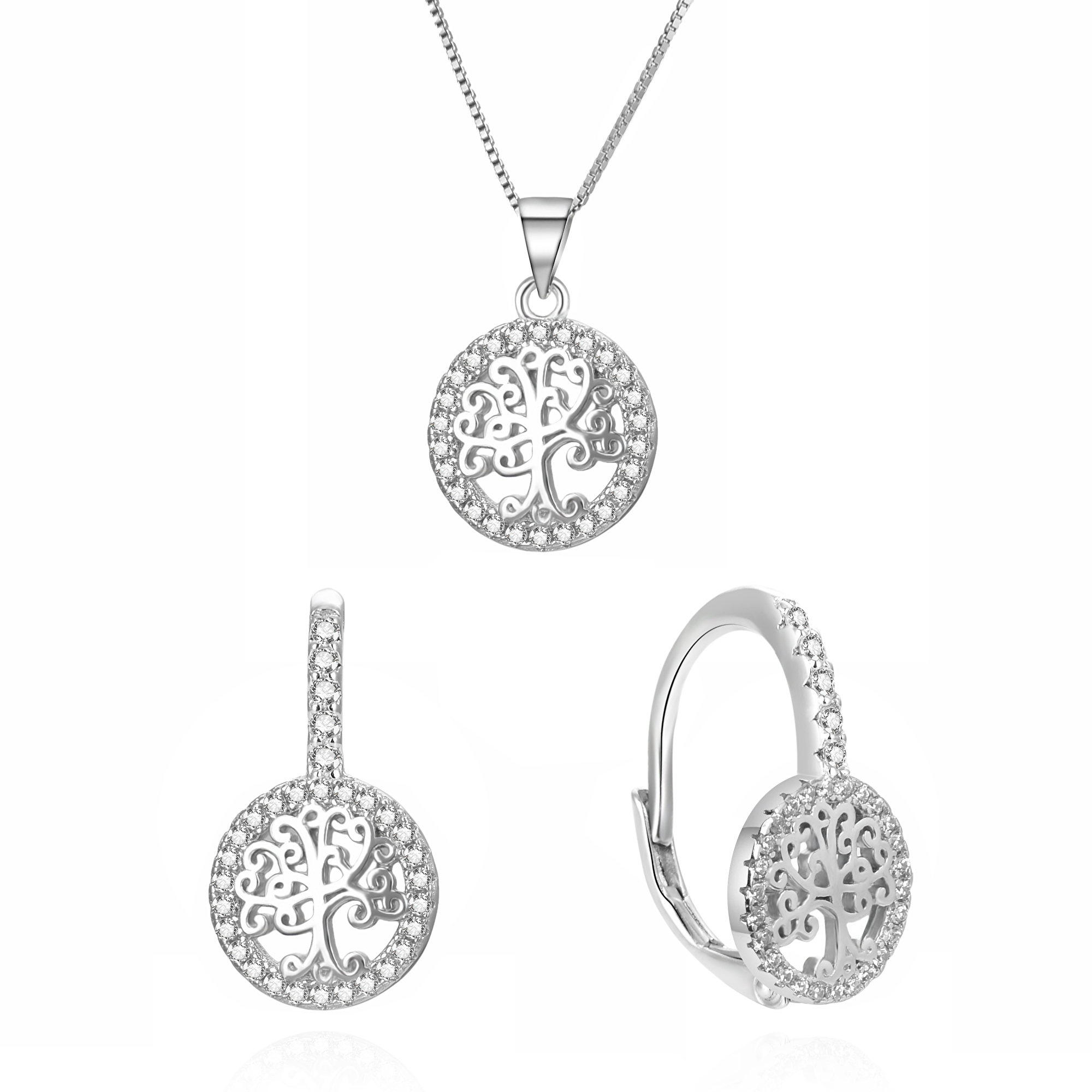 Agato Stylová stříbrná sada šperku Strom života AGSET368R (řetízek, přívěsek, náušnice)
