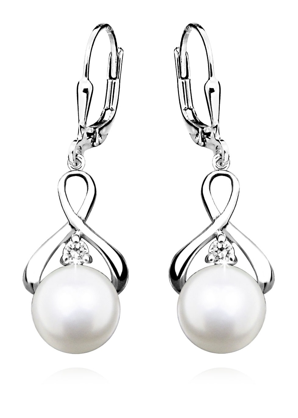 Art Diamond Stříbrné náušnice s perlami a diamanty DAGUC2436P
