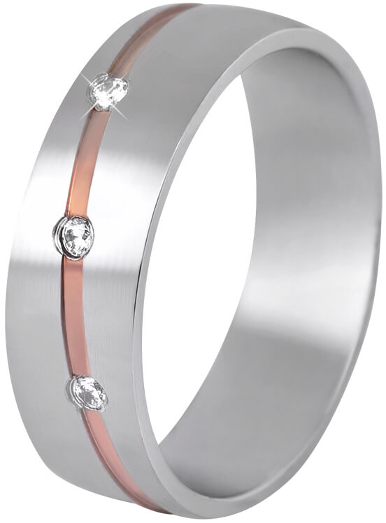 Beneto Dámský bicolor snubní prsten z oceli SPD07 62 mm