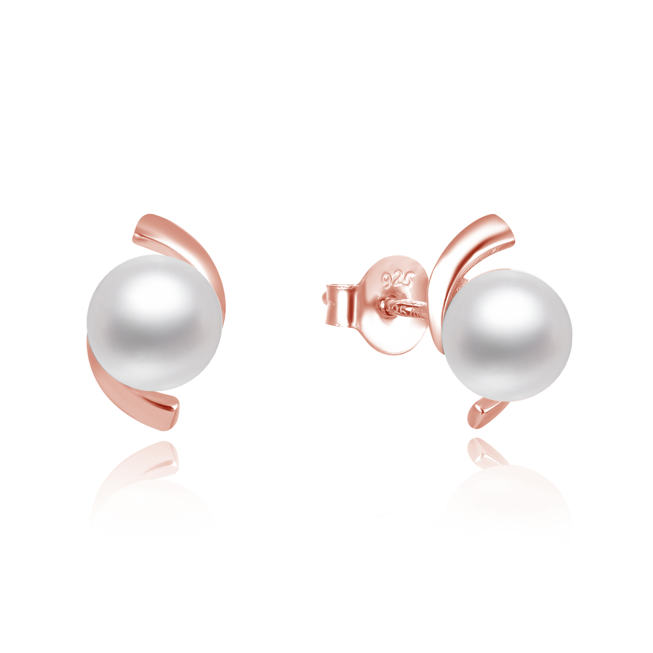 Beneto Elegantné bronzové perlové náušnice AGUP2668P-ROSE