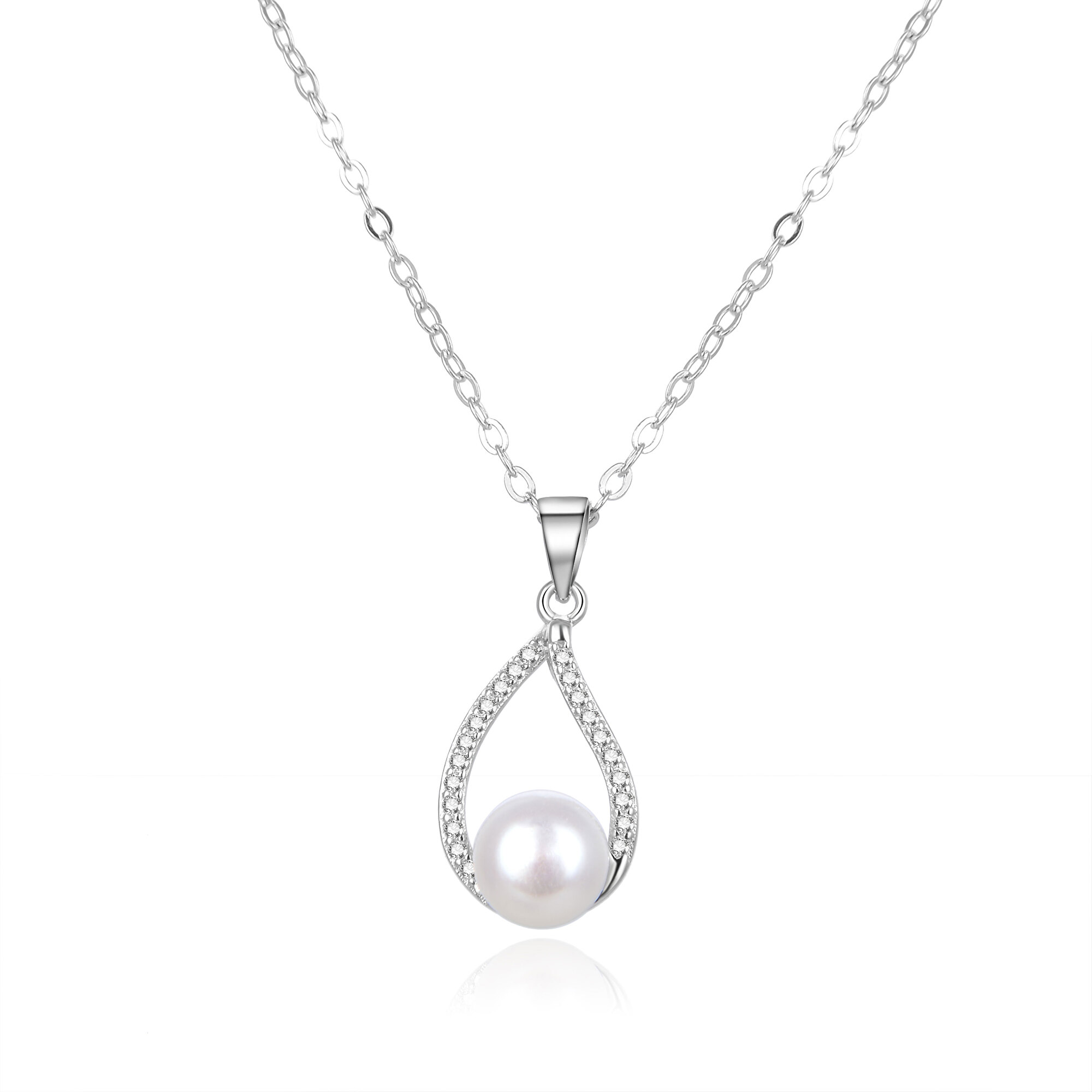 Beneto -  Elegantní stříbrný náhrdelník s pravou perlou AGS984/47P