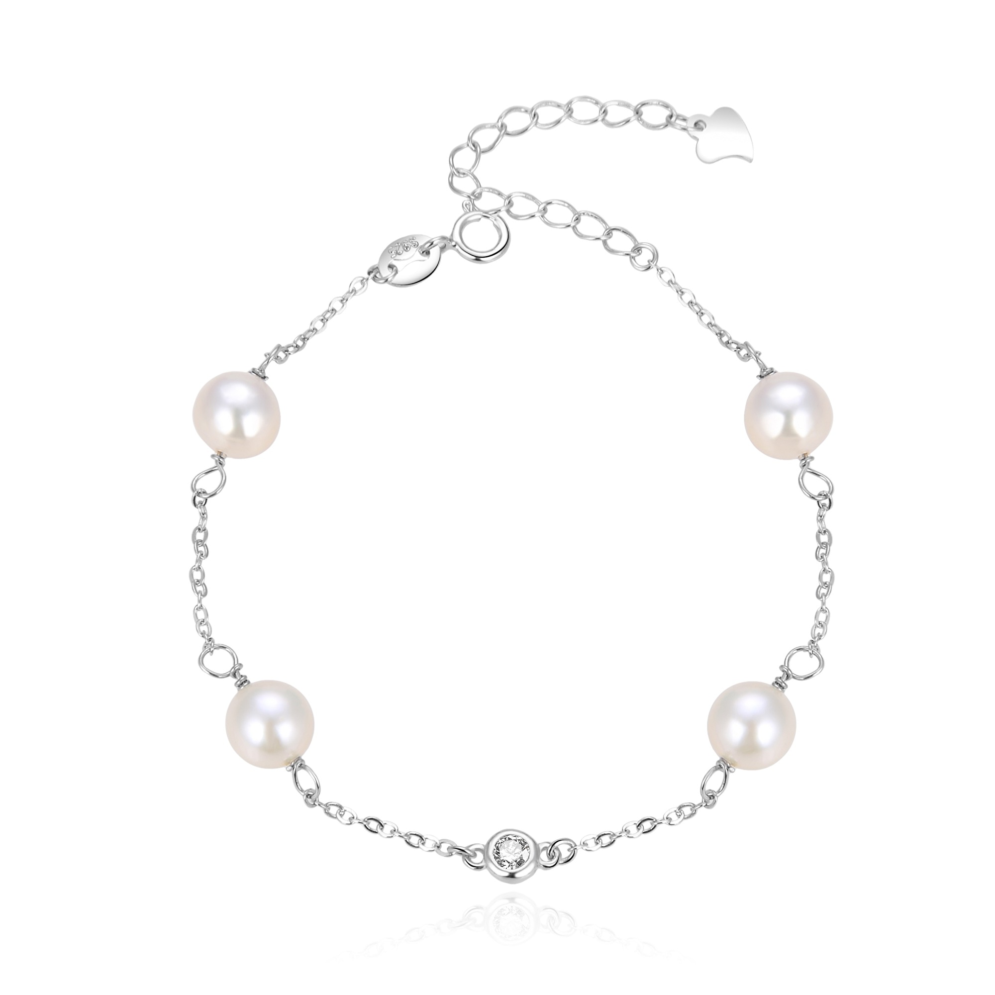 Beneto Elegantní stříbrný náramek s perličkami AGB411/21P