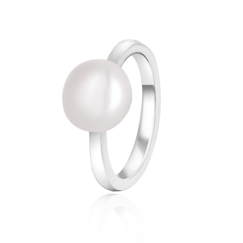 Beneto Elegantný strieborný prsteň s pravou perlou AGG29 50 mm