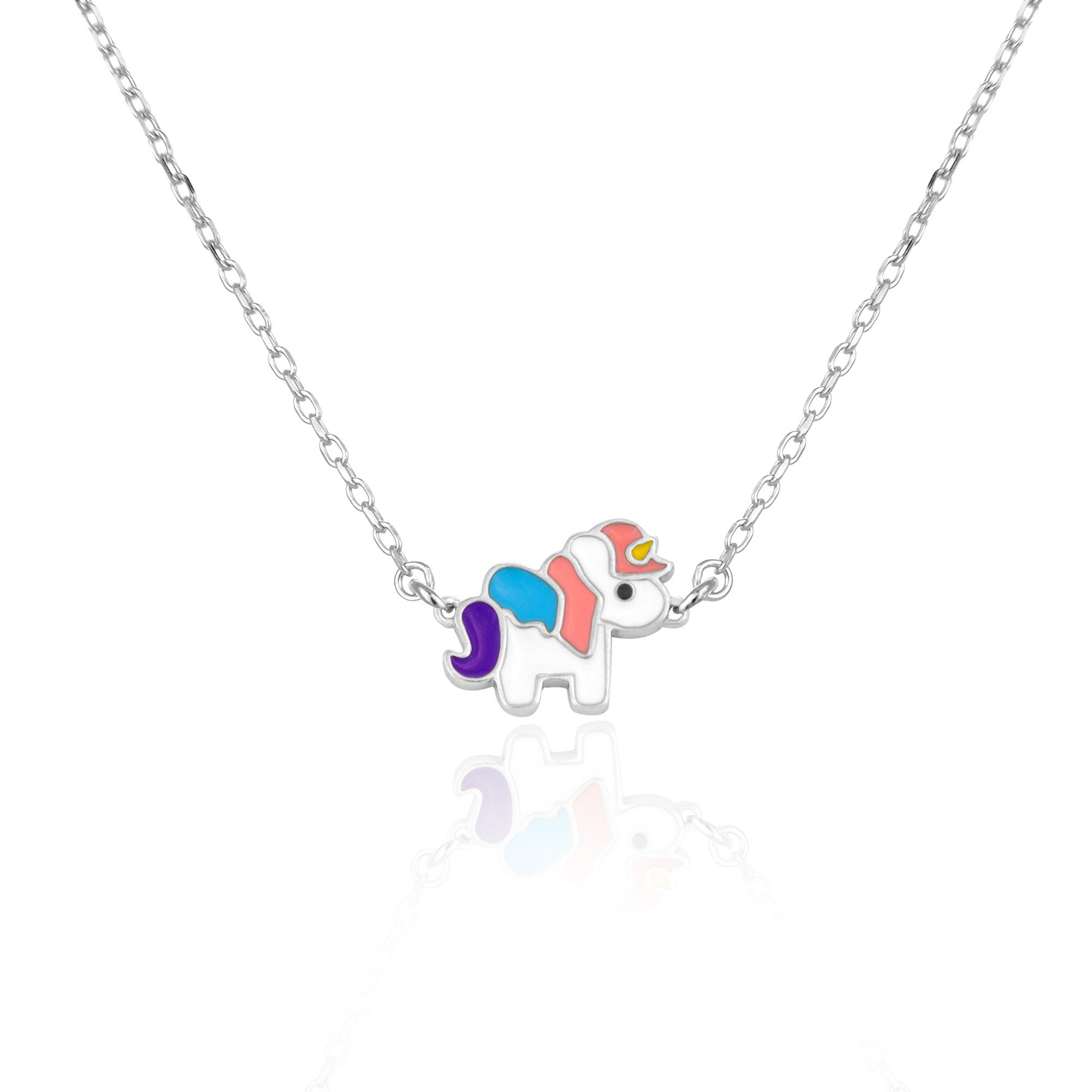 Orecchini Bambina Unicorno Bianco in Argento 925 e smalti