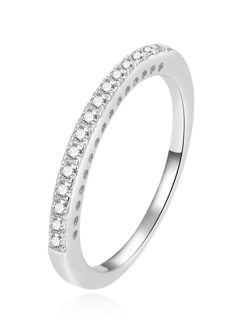 Beneto Jemný stříbrný prsten s čirými zirkony AGG365 54 mm