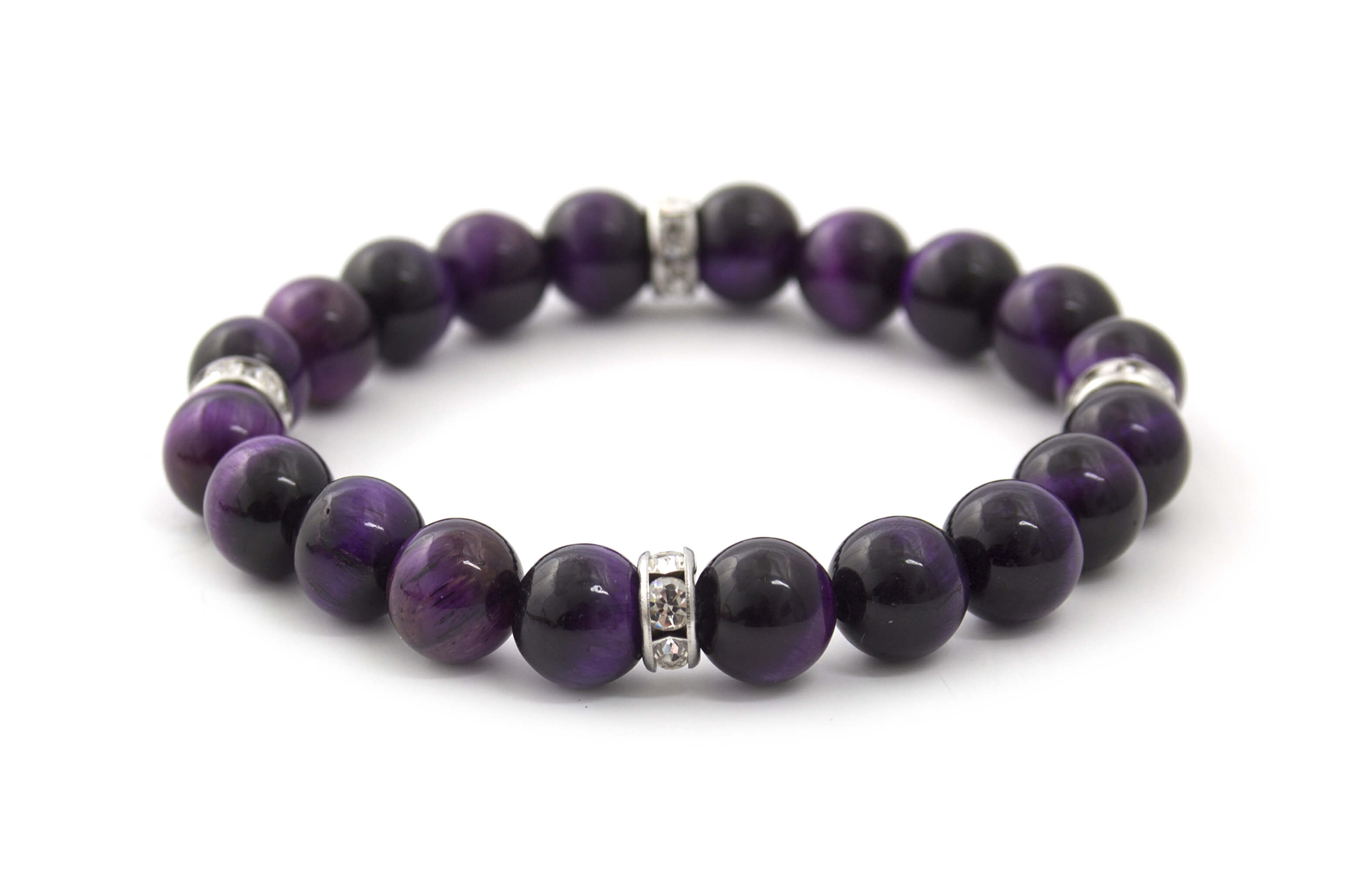 Beneto Bracciale di perline in occhio di tigre viola MINK121/17