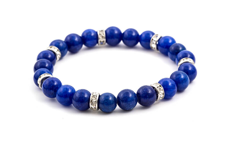 Agato Bracciale di perline in giada blu MINK71/18