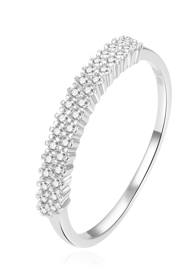 Beneto Krásný stříbrný prsten s čirými zirkony AGG408 54 mm