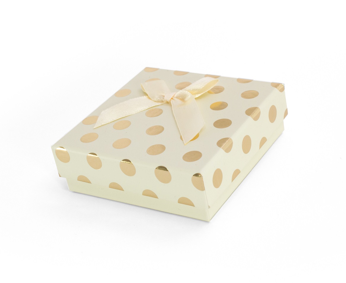 Levně Beneto Krémová dárková krabička se zlatými puntíky KP6-9