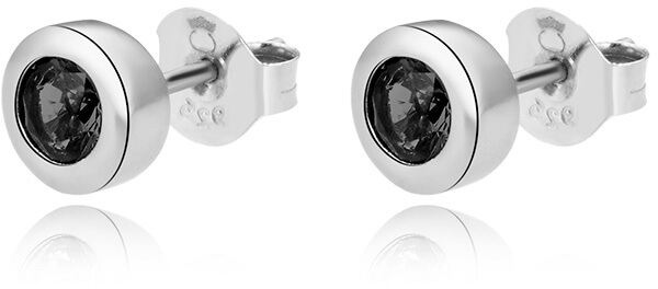 Beneto Gyengéd ezüst fülbevalók fekete cirkónium kövekkel AGUP2259-BLACK