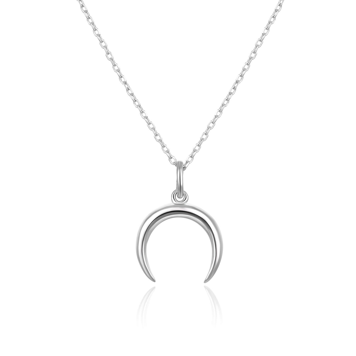 Levně Beneto Něžný stříbrný náhrdelník s půlměsícem AGS650/47 (řetízek, přívěsek)