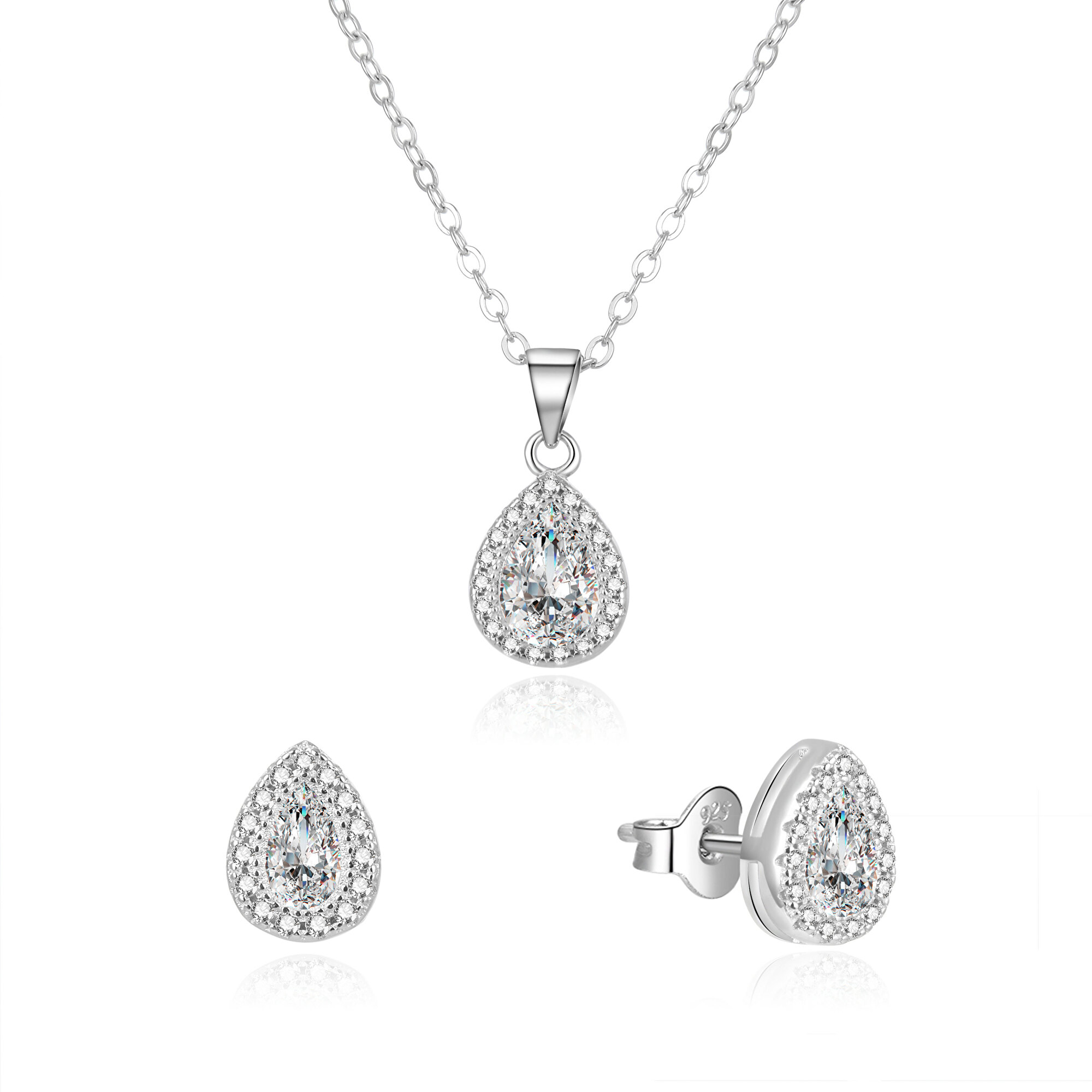 Beneto Oslnivá súprava šperkov so zirkónmi AGSET188R (náhrdelník, náušnice)