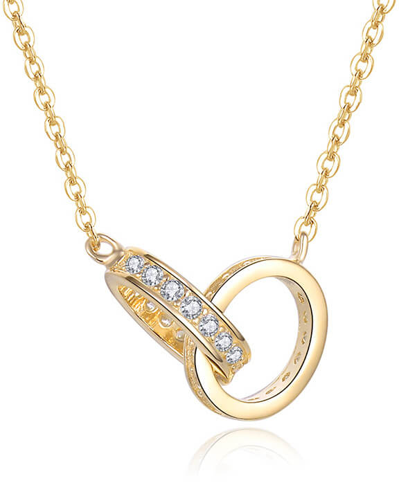 Beneto Pozlátený náhrdelník s prepojenými krúžkami AGS1229 / 47-GOLD